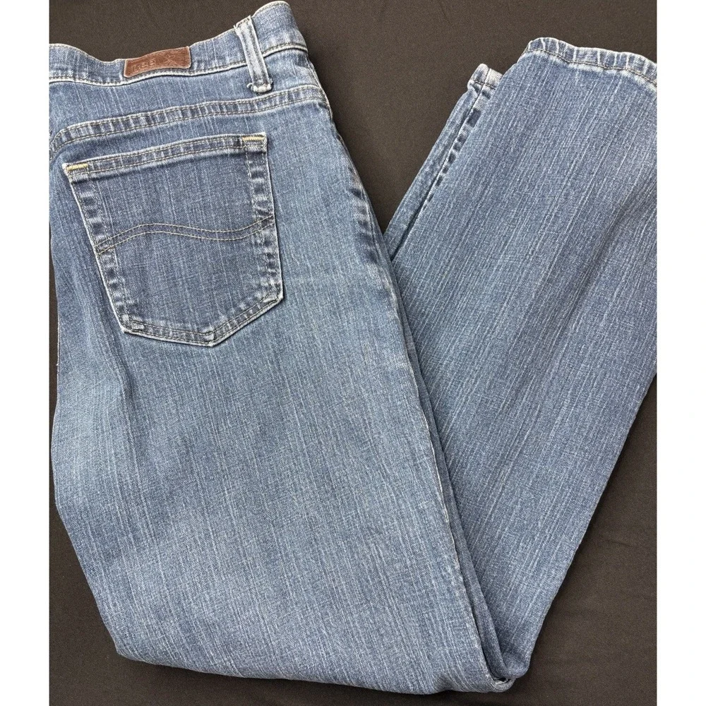 Lee Relaxed Straight Leg Jeans‎ Womens 16W Dark Blue Stretch Denim 34x29
